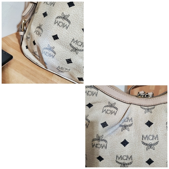 MCM Monogram Visetos Zip Hobo Beige Coated Canvas Shoulder/Crossbody Bag - Picture 10 of 13